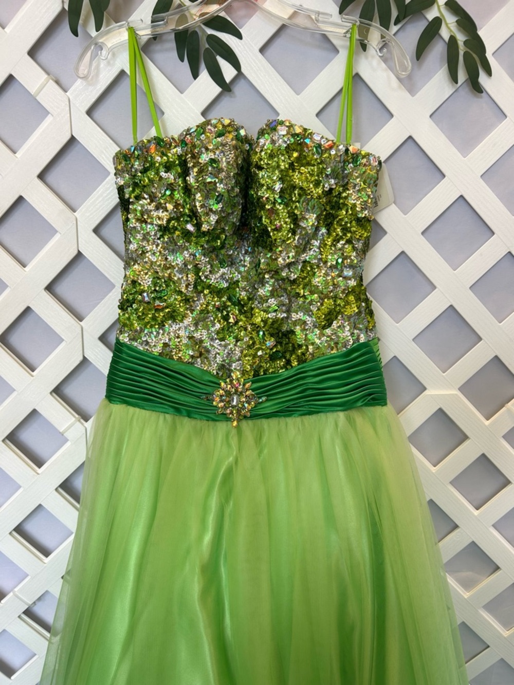 A Formal Affair Green Sequin Strapless Prom Dress XXS Corset Fairy Gown - Picture 2 of 10